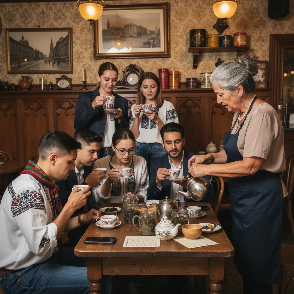 Fűszeres tea és friss kenyér egy hangulatos reggeli asztalon.
