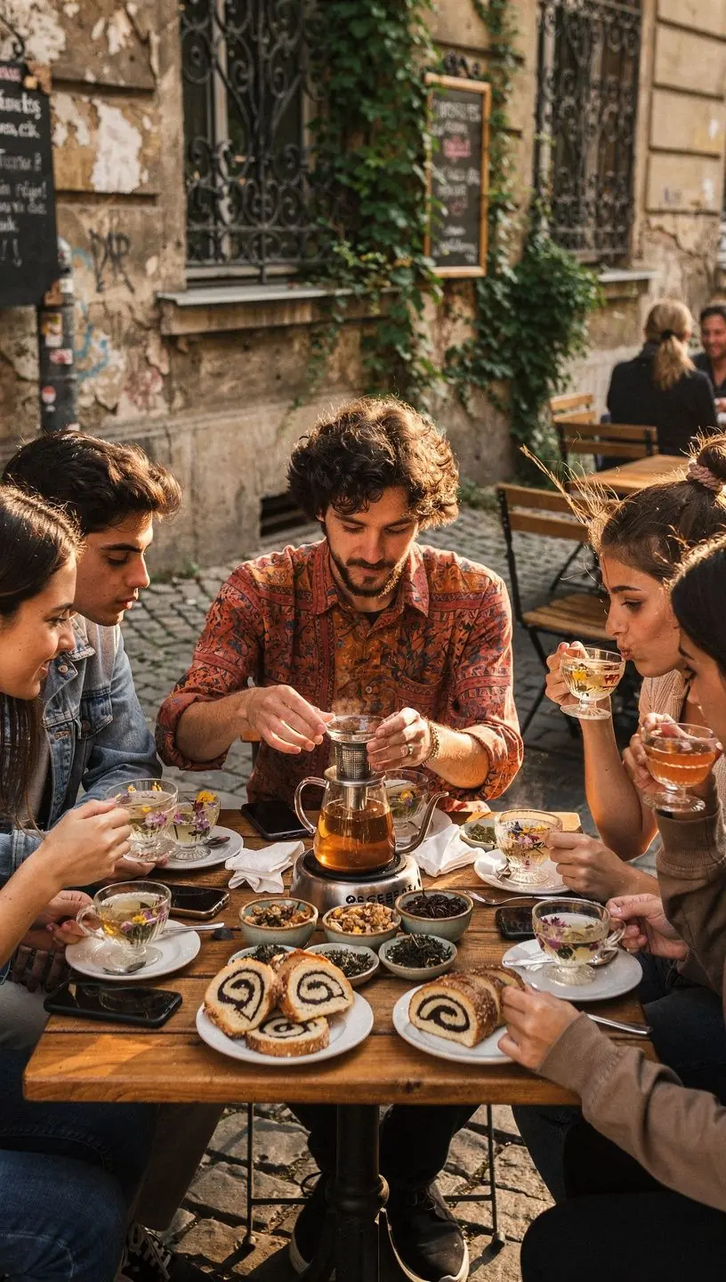 Fekete tea és sós snackek, mint például sós keksz, ízletes kombinációja.