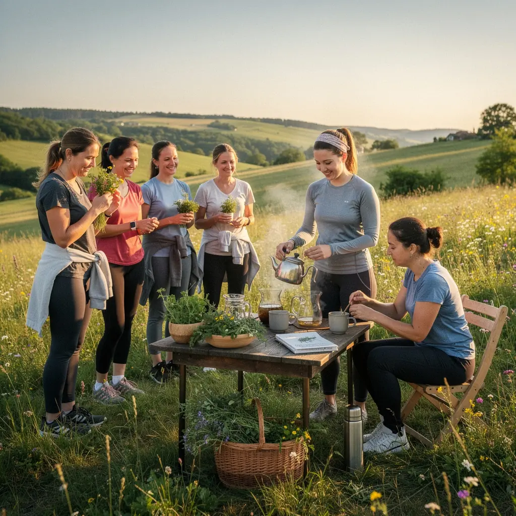 Friss zöld tea levelek egy csésze mellett, készülve a főzésre.